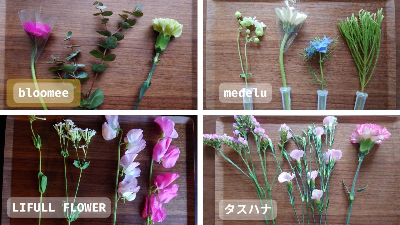 千円以下花サブスクの花材を比較